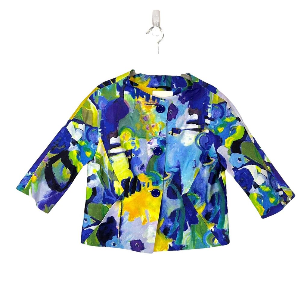 Kate Spade Blazer Jacket Womens Multicolor Abstract Long Sleeve Short Size 4